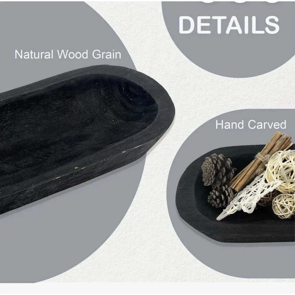 Small Rustic Baguette-Batea-Primitive-5-6W x 18-20L-Candle Pour-Dough Bowl-Black